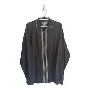 Vintage Mens Back To Basics Striped Full Zip  Light Shirt Jacket XL Rockabilly